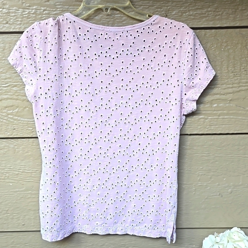 Sundance Womens Top Size XS Soft Pink Eyelet Cutout Short Sleeve Tee Shirt - Picture 4 of 4